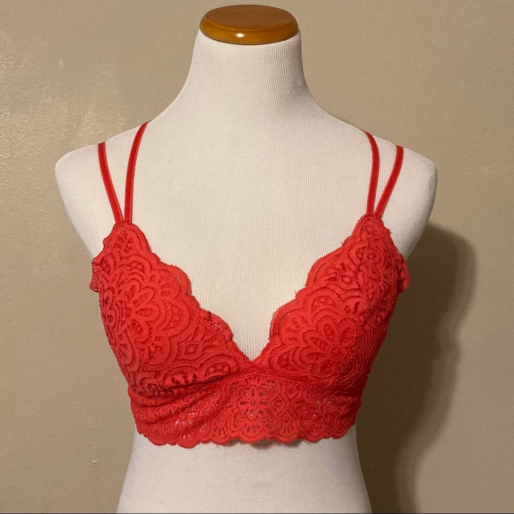 Aerie Red lace strappy bralette